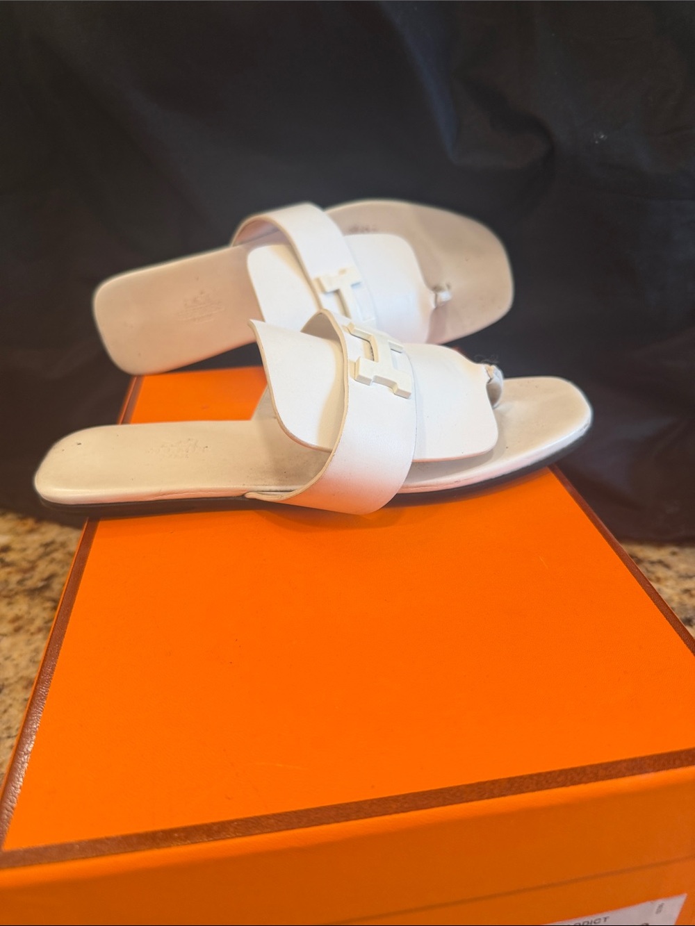 Hermes White Leather Women Slide Sandals - Picture 2 of 13